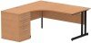 Dynamic Impulse Corner Desk with Cantilever Leg and 600mm Fixed Pedestal - 1400 x 1200mm - Oak