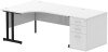 Dynamic Impulse Corner Desk with Cantilever Legs and 800mm Desk High Pedestal - 1600 x 1200mm - White
