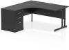 Dynamic Impulse Corner Desk with Cantilever Leg and 600mm Fixed Pedestal - 1600 x 1200mm - Black