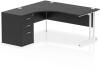 Dynamic Impulse Corner Desk with Cantilever Leg and 600mm Fixed Pedestal - 1600 x 1200mm