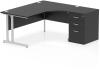 Dynamic Impulse Corner Desk with Cantilever Leg and 600mm Fixed Pedestal - 1600 x 1200mm