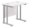 TC Twin Upright Rectangular Desk with Twin Cantilever Legs - 800mm x 600mm - White