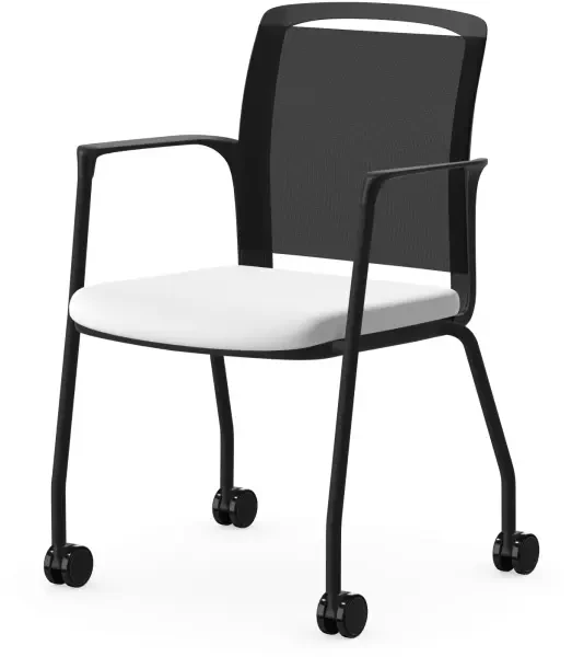 Elite Infinity - 4 Legged Castor Chair With Upholstered Seat And Mesh Back - Black Graphite frame - Adobo