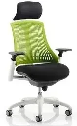 Dynamic Flex White Frame Chair with Headrest - Green