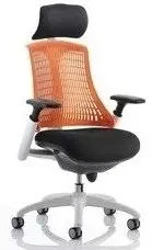 Dynamic Flex White Frame Chair with Headrest - Orange