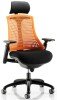 Dynamic Flex Black Frame Chair with Headrest - Orange