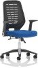Dynamic Relay Task Operator Chair with Folding Arms, Black Back & Bespoke Seat - Stevia Blue