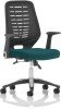Dynamic Relay Task Operator Chair with Folding Arms, Black Back & Bespoke Seat - Maringa Teal