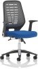 Dynamic Relay Task Operator Chair with Folding Arms, Silver Back & Bespoke Seat - Stevia Blue