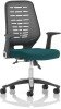Dynamic Relay Task Operator Chair with Folding Arms, Silver Back & Bespoke Seat - Maringa Teal