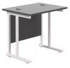 TC Twin Upright Rectangular Desk with Twin Cantilever Legs - 800mm x 600mm - Black