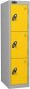 Probe Low Single Three Door Steel Lockers - 1210 x 305 x 460mm - Yellow (RAL 1004)
