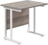 TC Twin Upright Rectangular Desk with Twin Cantilever Legs - 800mm x 600mm - Grey Oak