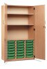 Monarch 21 Shallow Tray Storage Cupboard with Lockable Doors - Green