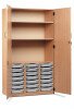 Monarch 21 Shallow Tray Storage Cupboard with Lockable Doors - Light Grey