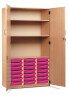 Monarch 21 Shallow Tray Storage Cupboard with Lockable Doors - Pink