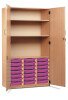 Monarch 21 Shallow Tray Storage Cupboard with Lockable Doors - Purple