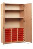Monarch 21 Shallow Tray Storage Cupboard with Lockable Doors - Red