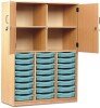 Monarch 24 Shallow Tray Storage Cupboard - Light Blue