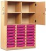 Monarch 24 Shallow Tray Storage Cupboard - Pink