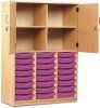 Monarch 24 Shallow Tray Storage Cupboard - Purple