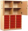 Monarch 24 Shallow Tray Storage Cupboard - Red