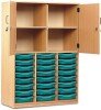 Monarch 24 Shallow Tray Storage Cupboard - Turquoise