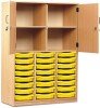 Monarch 24 Shallow Tray Storage Cupboard - Yellow