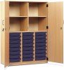 Monarch 24 Shallow Tray Storage Cupboard with Lockable Doors - Dark Blue