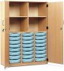 Monarch 24 Shallow Tray Storage Cupboard with Lockable Doors - Metal Blue
