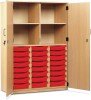 Monarch 24 Shallow Tray Storage Cupboard with Lockable Doors - Red