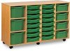 Monarch Classic Tray Storage Unit 16 Shallow 4 Deep and 3 Extra Deep Tray Units Without Doors - Green