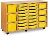 Monarch Classic Tray Storage Unit 16 Shallow 4 Deep and 3 Extra Deep Tray Units Without Doors - Yellow