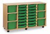 Monarch Classic Tray Storage Unit 16 Shallow and 6 Extra Deep Tray Units Without Doors - Green