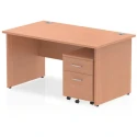 Dynamic Impulse Rectangular Desk with Panel End Legs and 2 Drawer Mobile Pedestal - 1400mm x 800mm