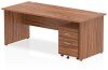 Dynamic Impulse Rectangular Desk with Panel End Legs and 2 Drawer Mobile Pedestal - 1800mm x 800mm - Walnut