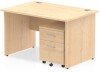 Dynamic Impulse Rectangular Desk with Panel End Legs and 2 Drawer Mobile Pedestal - 1200mm x 800mm - Maple