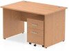 Dynamic Impulse Rectangular Desk with Panel End Legs and 2 Drawer Mobile Pedestal - 1200mm x 800mm - Oak