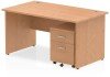 Dynamic Impulse Rectangular Desk with Panel End Legs and 2 Drawer Mobile Pedestal - 1400mm x 800mm - Oak