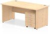 Dynamic Impulse Rectangular Desk with Panel End Legs and 3 Drawer Mobile Pedestal - 1200mm x 800mm - Maple