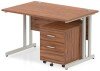 Dynamic Impulse Rectangular Desk with Cantilever Legs and 2 Drawer Mobile Pedestal - 1200mm x 800mm - Walnut