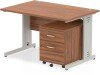 Dynamic Impulse Rectangular Desk with Cable Managed Legs and 2 Drawer Mobile Pedestal - 1200mm x 800mm - Walnut
