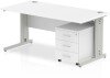 Dynamic Impulse Rectangular Desk with Cable Managed Legs and 3 Drawer Mobile Pedestal - 1200mm x 800mm - White