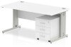 Dynamic Impulse Rectangular Desk with Cable Managed Legs and 3 Drawer Mobile Pedestal - 1400mm x 800mm - White