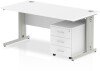 Dynamic Impulse Rectangular Desk with Cable Managed Legs and 3 Drawer Mobile Pedestal - 1600 x 800mm - White