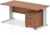 Dynamic Impulse Rectangular Desk with Cable Managed Legs and 3 Drawer Mobile Pedestal - 1200mm x 800mm - Walnut