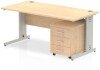 Dynamic Impulse Rectangular Desk with Cable Managed Legs and 3 Drawer Mobile Pedestal - 1200mm x 800mm - Maple