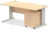 Dynamic Impulse Rectangular Desk with Cable Managed Legs and 3 Drawer Mobile Pedestal - 1400mm x 800mm - Maple