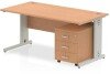 Dynamic Impulse Rectangular Desk with Cable Managed Legs and 3 Drawer Mobile Pedestal - 1400mm x 800mm - Oak