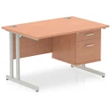 Dynamic Impulse Rectangular Desk with Cantilever Legs and 2 Drawer Top Pedestal - 1200mm x 800mm